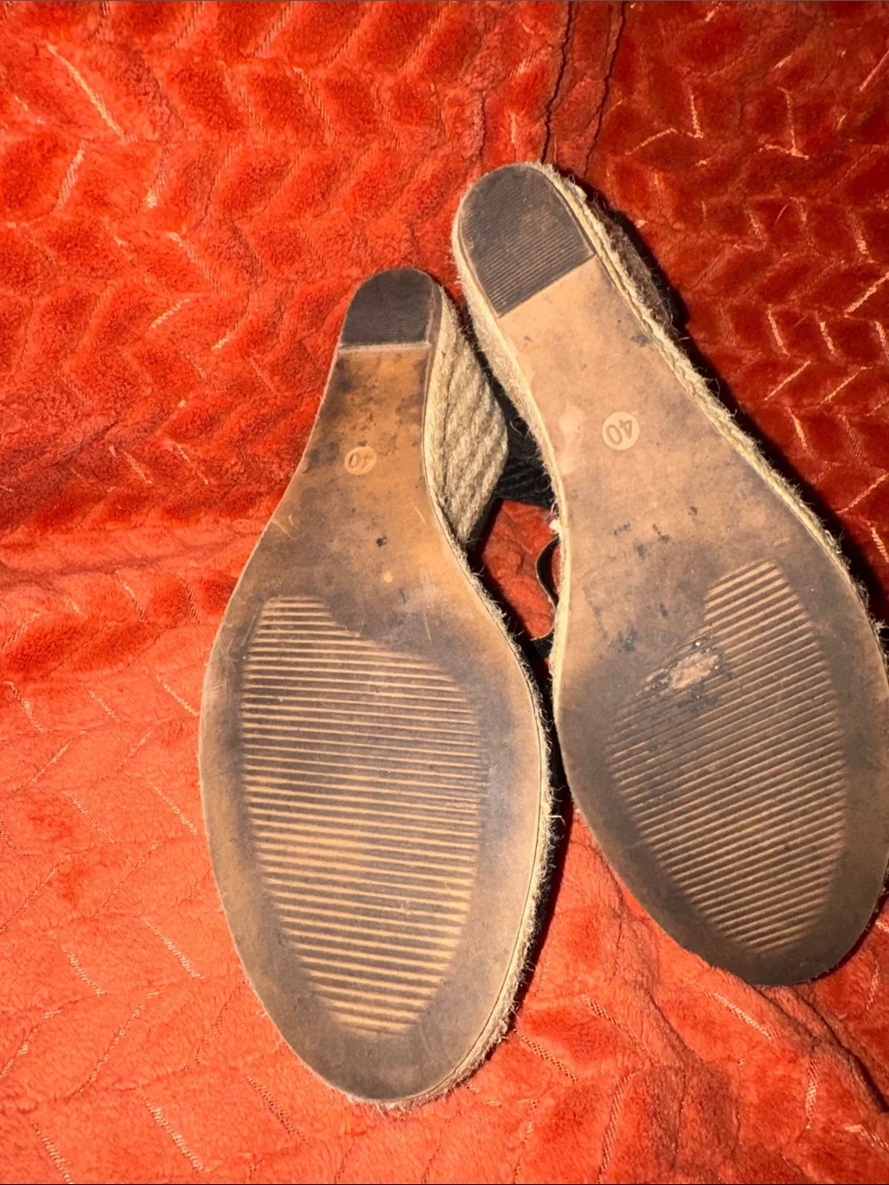 H&M Black Canvas Espadrille Wedge Sandals | Ankle Strap Resort Heels (Size US 8.